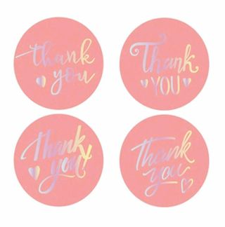 ➡️⭕(4) 1" HOLOGRAPHIC THANK YOU STICKERS!!