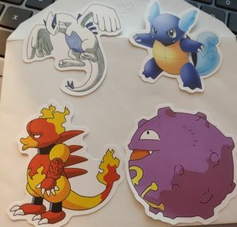 4 Pokemon stickers Magmar, Koffing,Magmar,Wartortle
