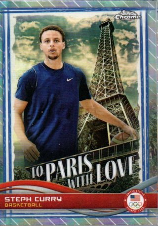 2024 Topps Chrome Olympics Steph Curry To Paris With Love Insert