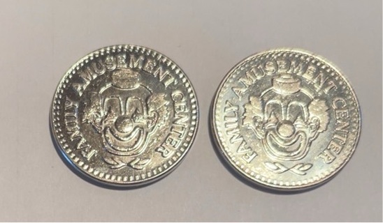 Pair of Vintage Family Amusement Center Tokens