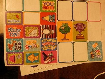 Colorful Fun sheet of YOU DID IT! themed ~~(9 stickers missing!) stickers--New