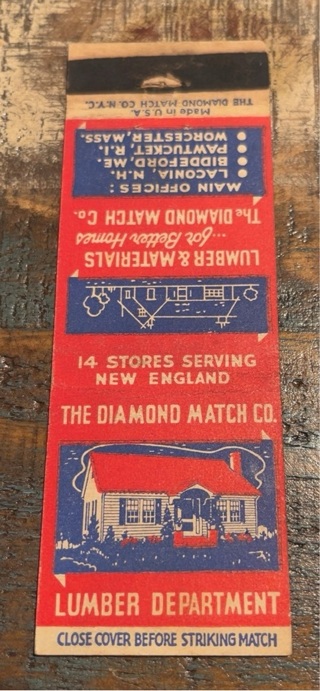 Vintage 1930’s Diamond Match Co. Lumber & Materials Matchbook Cover 