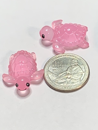 TURTLES~#3~DARK PINK~SET OF 2 TURTLES~GLOW IN THE DARK~FREE SHIPPING!