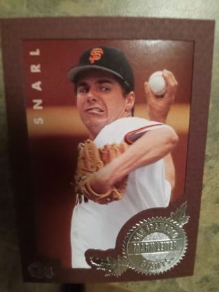 1996 FLEER EXL SNARL MARK LEITER SAN FRANCISCO GIANTS BASEBALL CARD # 292