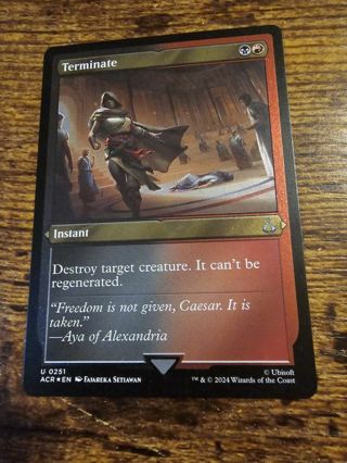 Magic the gathering mtg Terminate etched foil card Assassins Creed