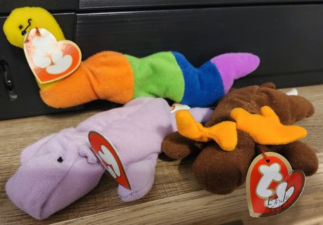 NEW - TY Teeny Beanie Babies - "Happy", "Inch" & "Chocolate" 