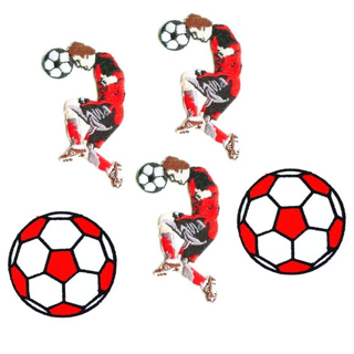 NEW 5-PACK SOCCER RUGBY FOOTBALL PATCHES EASY IRON ON BADGES EMBROIDERED CANVAS