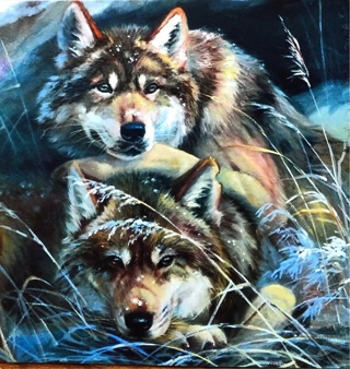 Beautiful Wolf pair - 3 x 4” MAGNET - GIN ONLY
