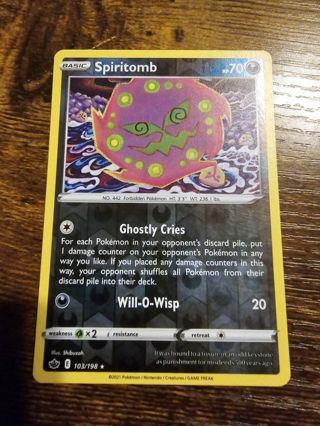 Pokemon Spiritomb reverse holo rare card 103/198