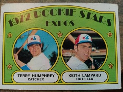 1972 T.C.G. MONTREAL EXPOS ROOKIE STARS TERRY HUMPHREY/ KEITH LAMPARD BASEBALL CARD# 489