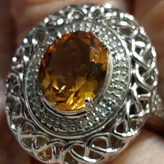 Citrine Diamond Sterling Silver Ring, retails $244