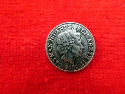 2002 Cayman Islands 25 cents coin.