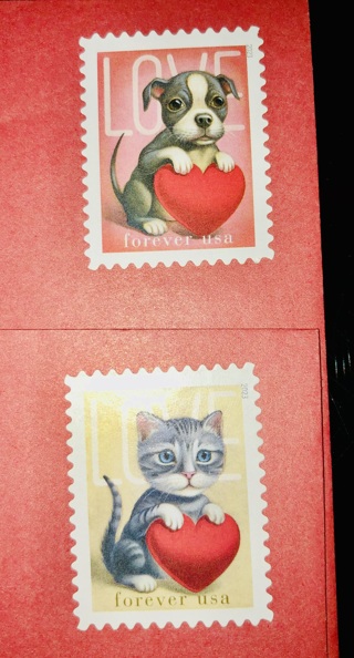 2 Red Forever Stamped Envelopes- Love