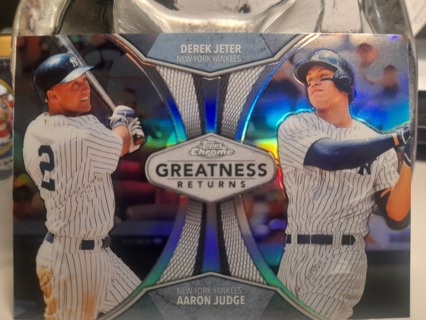 2019 Aaron Judge + Derek Jeter Greatness Topps Chrome Refractor With Tracking