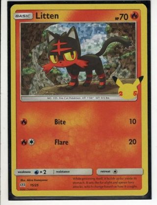 NM Holo McDonald's 25th anniversary Litten Pokemon card TCG