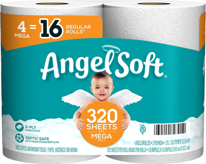 Angel Soft® Toilet Paper, 4 Mega Rolls