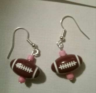 Football Charm beaded hook earrings new