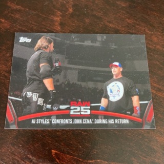 2018 Topps WWE Then Now Forever - 25 Years of Raw #RAW-44 AJ Styles confronts John Cena