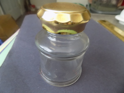 3 inch tall clear glass spice container # 2 twist off metal lid