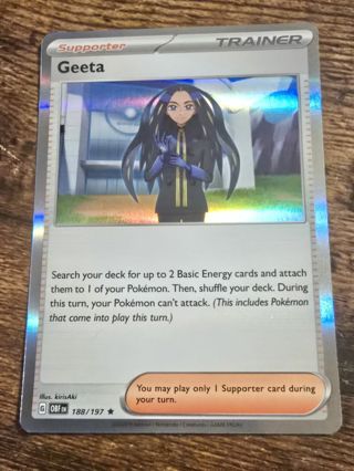 Pokemon Geeta holo rare card 188/197