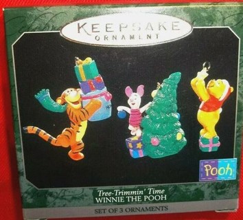 1998 Hallmark,,TREE TRIMMIN TIME,WINNIE THE POOH,SET OF 3 MINIATURES