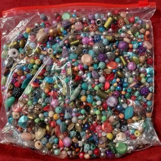 Bunch of beads in a bag