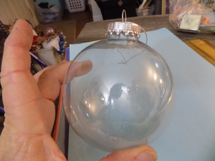 4 inch round clear glass ornament ready to fill