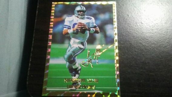 RARE 1994 LIMITED SUPER BOWL XXVIII GOLD EMBOSSED PROMO TROY AIKMAN DALLAS COWBOYS FOOTBALL CARD