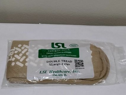 2 pair lsl beige no fall slipper socks=xl