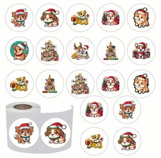 ➡️⛄SPECIAL⭕(100) 1" CHRISTMAS PUPPY STICKERS!! DOG⛄