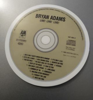 Bryan Adams live live live LP record laptop computer vinyl sticker for luggage water bottle