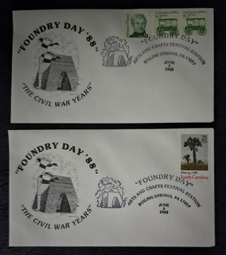 Two 1988 Foundry Day The Civil War Years Covers from Boiling Springs PA.