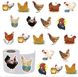 ➡️⭕(10) 1" CHICKEN/ROOSTER STICKERS!!⭕ (SET 2 of 3)
