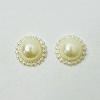 Cream Faux Pearl Flower Flat Backs Cabochons 