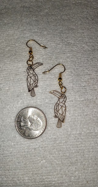 Toucan earrings with gold over 925 ear wires