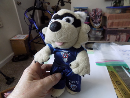 Tennessee Titans T- Rac Racoon plush in the team uniform