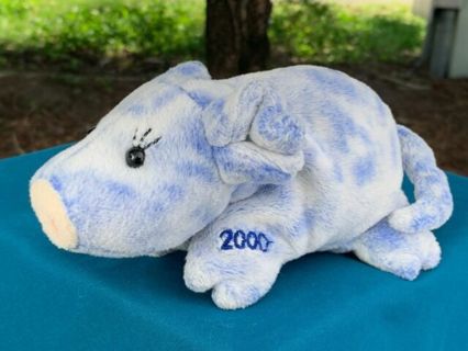 NEW AVON BLUE PIG 2000 BEANIE PLUSH=7"