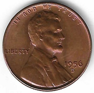 1956-D Lincoln Wheat Penny Toned