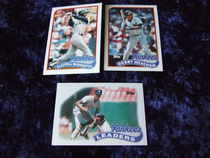 1989 New York Yankees Topps Card Lot of 3