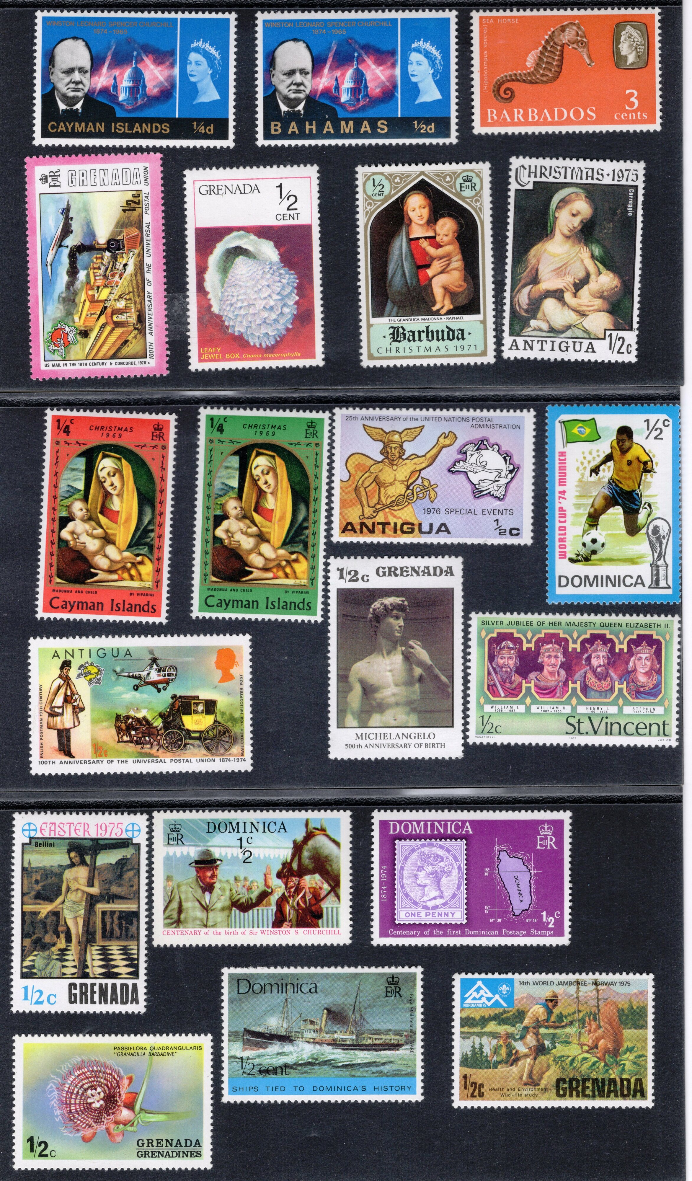 Free: 20 Colorful Caribbean Island Postage Stamps