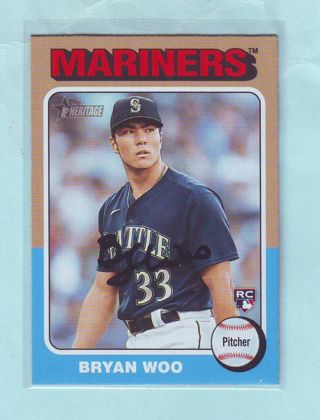 2024 Topps Heritage Bryan Woo ROOKIE Baseball Card # 245 Mariners