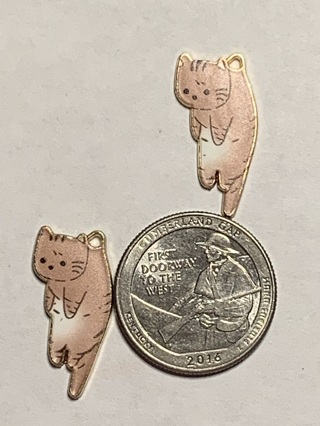 CAT CHARMS~#20~BROWN~HANGING AROUND~SET OF 2~FREE SHIPPING!