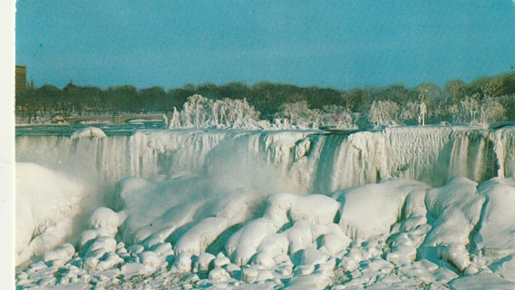 Vintage Used Postcard: A: 1979 American Falls in Winter, NIagara Falls, Canada