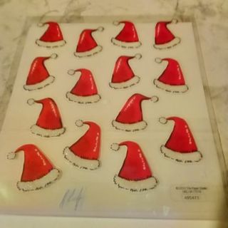 14 Clear Santa Hat Stickers