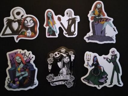 6 NIGHTMARE BEFORE CHRISTMAS STICKERS "ALL ABOUT SALLY"......
