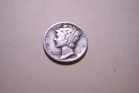 Silver 1942 Winged Liberty Head Mercury Dime