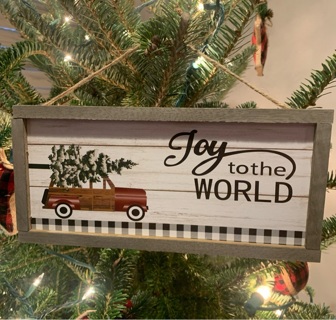 JOY TO THE WORLD Red Truck Christmas Tree Mini Wall Hanging Plaque - New