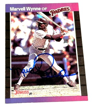 Autographed 1989 Donruss San Diego Padres Baseball Card #347 Marvell Wynne