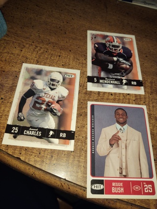 Three card law football Reggie Bush Rashad mendenhall and Jamaal Charles all rookies