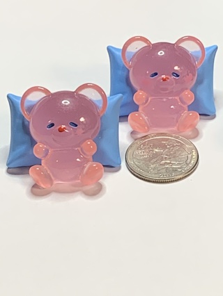 PINK BEARS~#1~PILLOW~SET OF 2 BEARS~GLOW IN THE DARK~FREE SHIPPING!